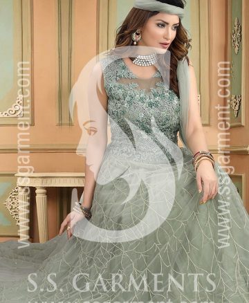 SS Garments 2242A Gown Cloth Net With Work Handwork Touch on body 2