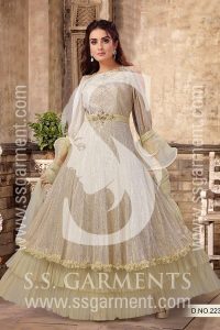 SS Garments 2235 Gown Imported Fabrics Small Hand Work with Ballon Slives-1