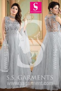 SS Garments 2242B Gown Net Cloth With Handwork Touch on Body-1