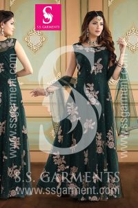 SS Garments 2247-A Gown-Net Material With Embroidery Siqunce Work-2